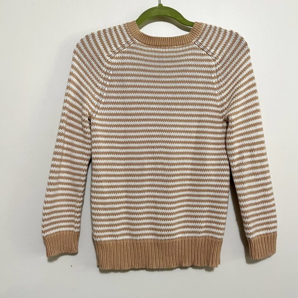 J Crew Tan Striped Cotton V-Neck Sweater Small - Picture 3 of 7